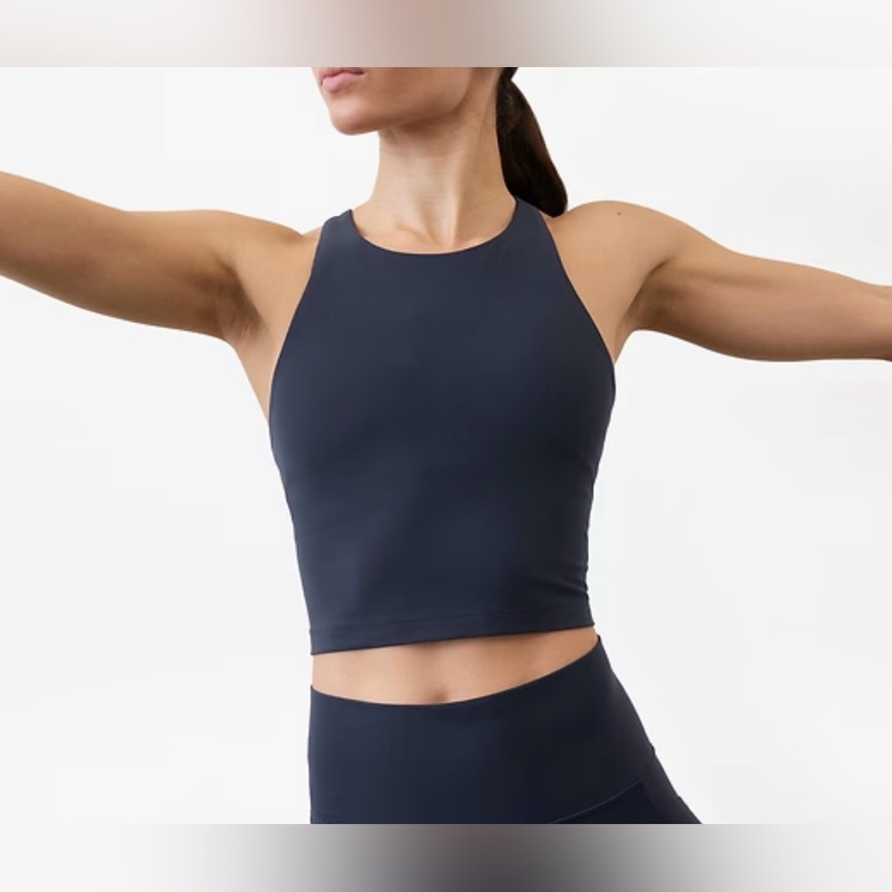 Athleta Black Crop Sports Bra Top